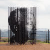 Image of sculptural bars that make the profile of Nelson Mandela's profile, by Marco Cianfanelli and Jeremy Rose